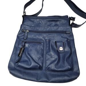 Rosetti 10.5x11.5 Blue Crossbody Purse Faux Leather Zipper Adjustable Strap Bag